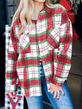 Plaid Button-Down Long Sleeve Shacket - Trendsi - Flyclothing LLC