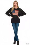 Zenana American Flag Crew Neck Sweater - Trendsi - Flyclothing LLC