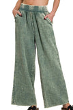 Zenana Washed Double Gauze Elastic Band Waist Pants - Trendsi - Flyclothing LLC