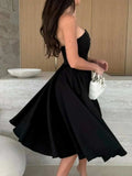Solid Color Tube Midi Dress - Trendsi - Flyclothing LLC