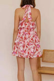 Floral Halter Neck Mini Dress - Trendsi - Flyclothing LLC