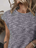 Heathered Round Neck Cap Sleeve T-Shirt - Trendsi - Flyclothing LLC