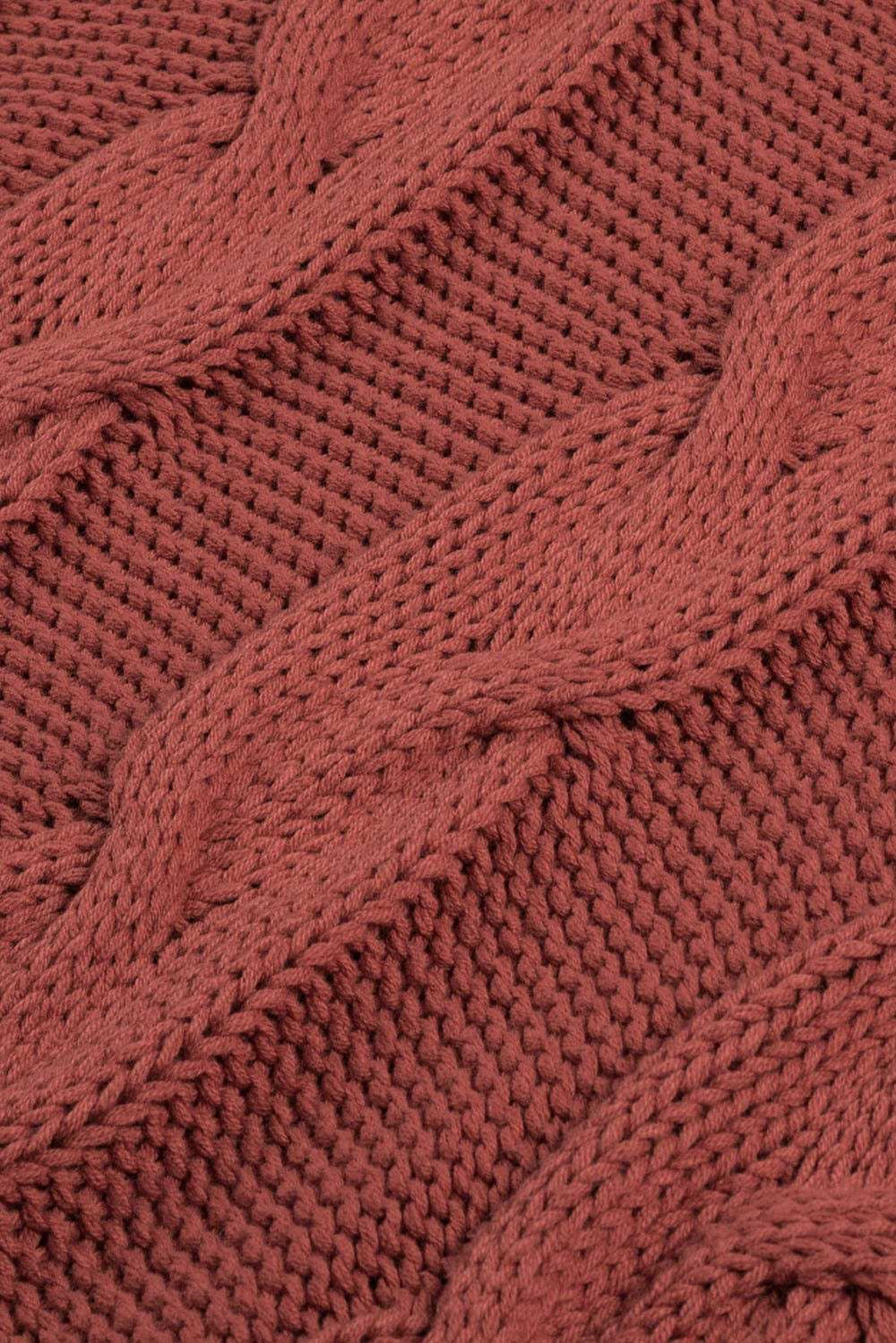 Cable-Knit Turtleneck Dropped Shoulder Sweater - Trendsi - Flyclothing LLC