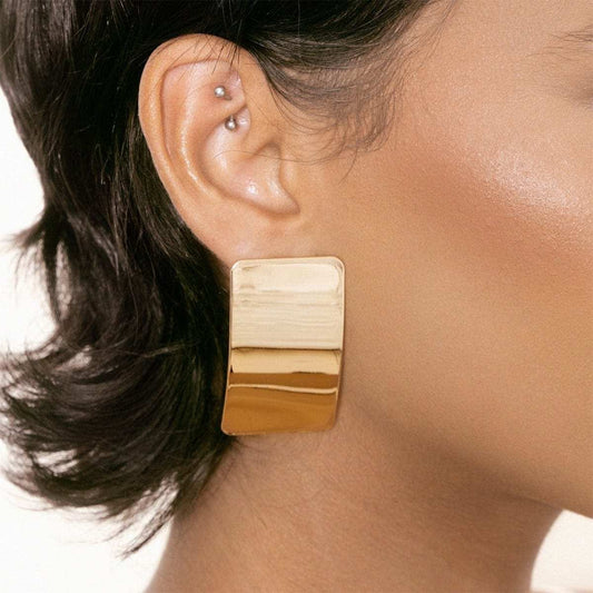 Stainless Steel Rectangle Earring - Trendsi - Flyclothing LLC