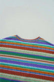 Multicolour Striped Twist Hem Cap Sleeve Top - Trendsi - Flyclothing LLC