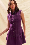 SO ME Button Down Sleeveless Collared Game Day Mini Dress - Trendsi - Flyclothing LLC