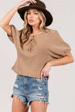 SAGE+FIG Lace-Up Waffle Knit Crop Top - Trendsi - Flyclothing LLC