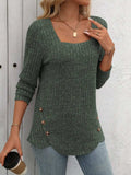 Square Neck Long Sleeve T-Shirt - Trendsi - Flyclothing LLC