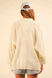 VERY J Dolman Sleeve Button Down Gauze Shirt - Trendsi - Flyclothing LLC