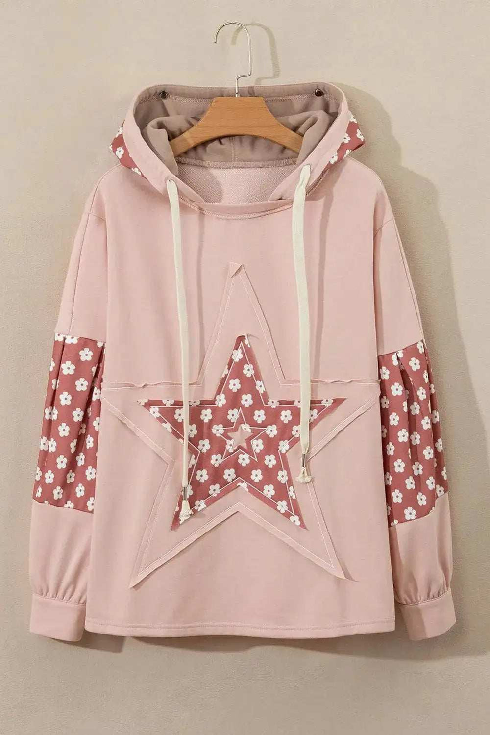 Drawstring Star Long Sleeve Hoodie - Trendsi - Flyclothing LLC
