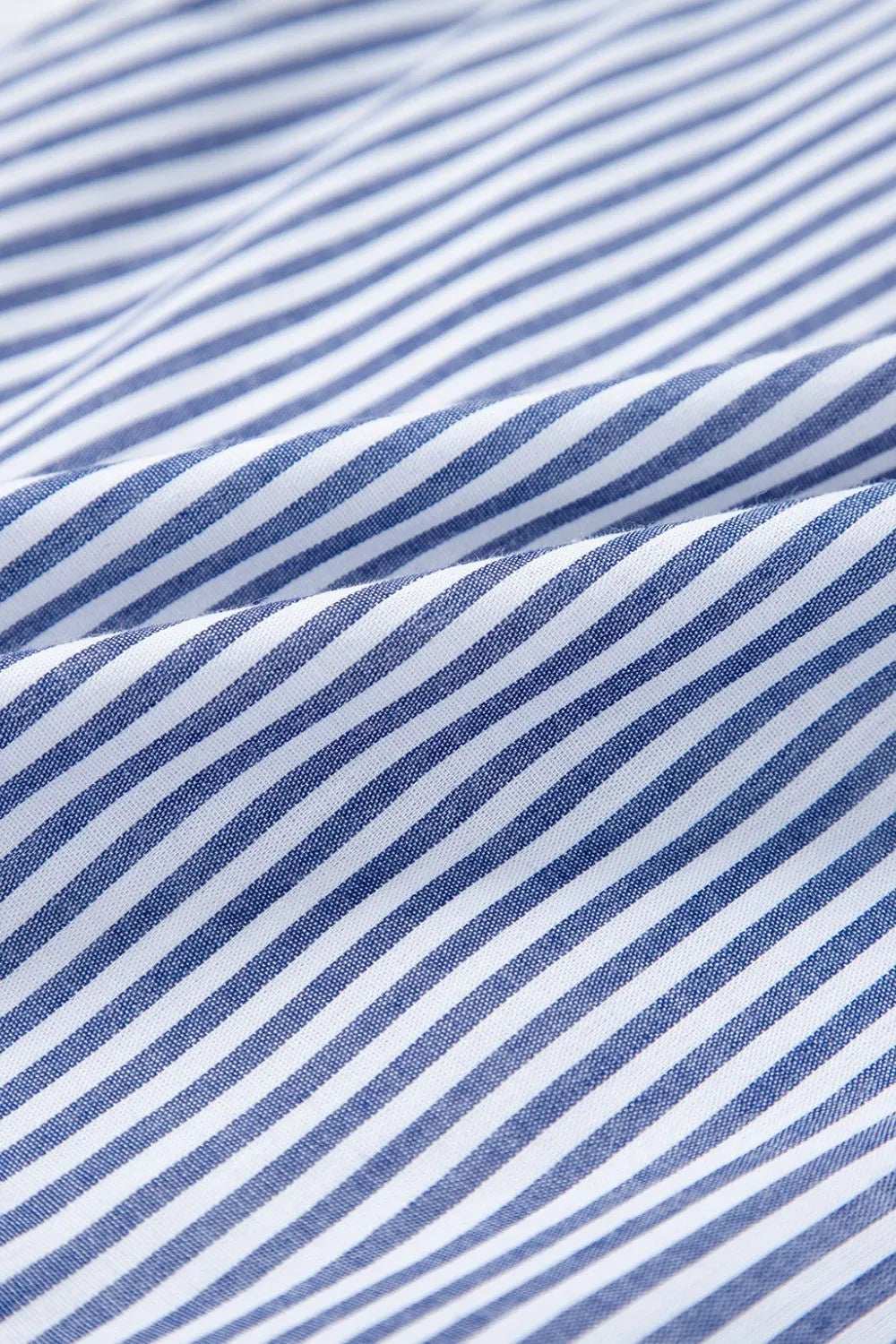 Stripe Sleeveless Notched Ric Rac Mini Dress - Trendsi - Flyclothing LLC