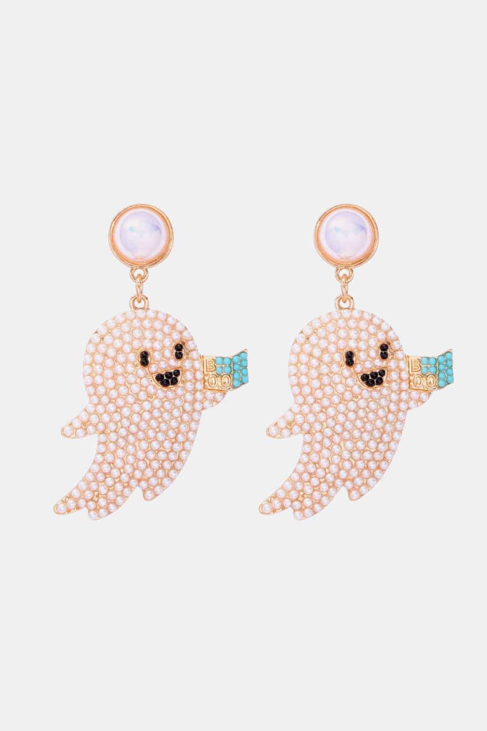 Ghost Shape Synthetic Pearl Dangle Earrings - Trendsi - Flyclothing LLC