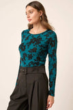Mittoshop Flower Print Long Sleeve Knit Top - Trendsi - Flyclothing LLC