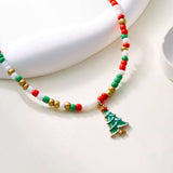 Christmas Themed Beaded Pendant Necklace - Trendsi - Flyclothing LLC