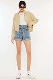 Kancan Ultra High Rise Paperbag Denim Shorts - Trendsi - Flyclothing LLC