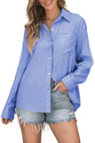 Striped Button Up Long Sleeve Shirt - Trendsi - Flyclothing LLC