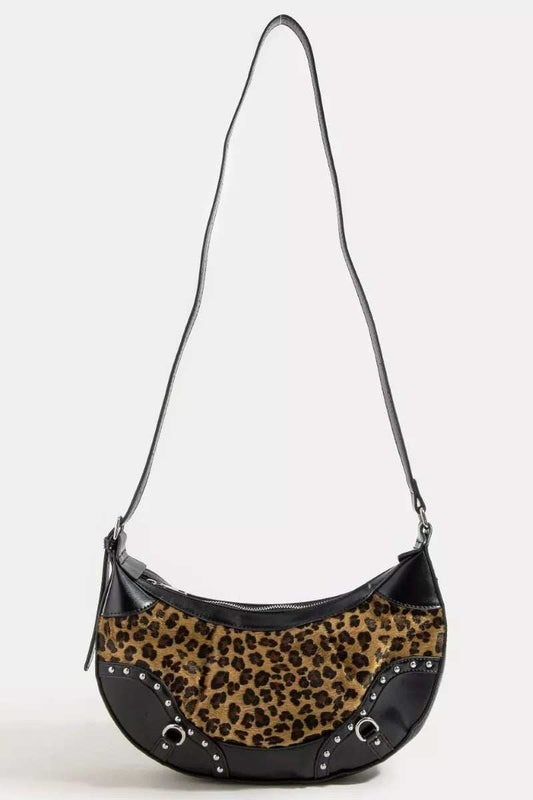 Fame Leopard Print Half Moon Shoulder Bag - Trendsi - Flyclothing LLC