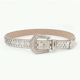 PU Leather Rhinestone Belt - Trendsi - Flyclothing LLC