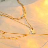 18K Gold-Plated Double Layered Necklace - Trendsi - Flyclothing LLC