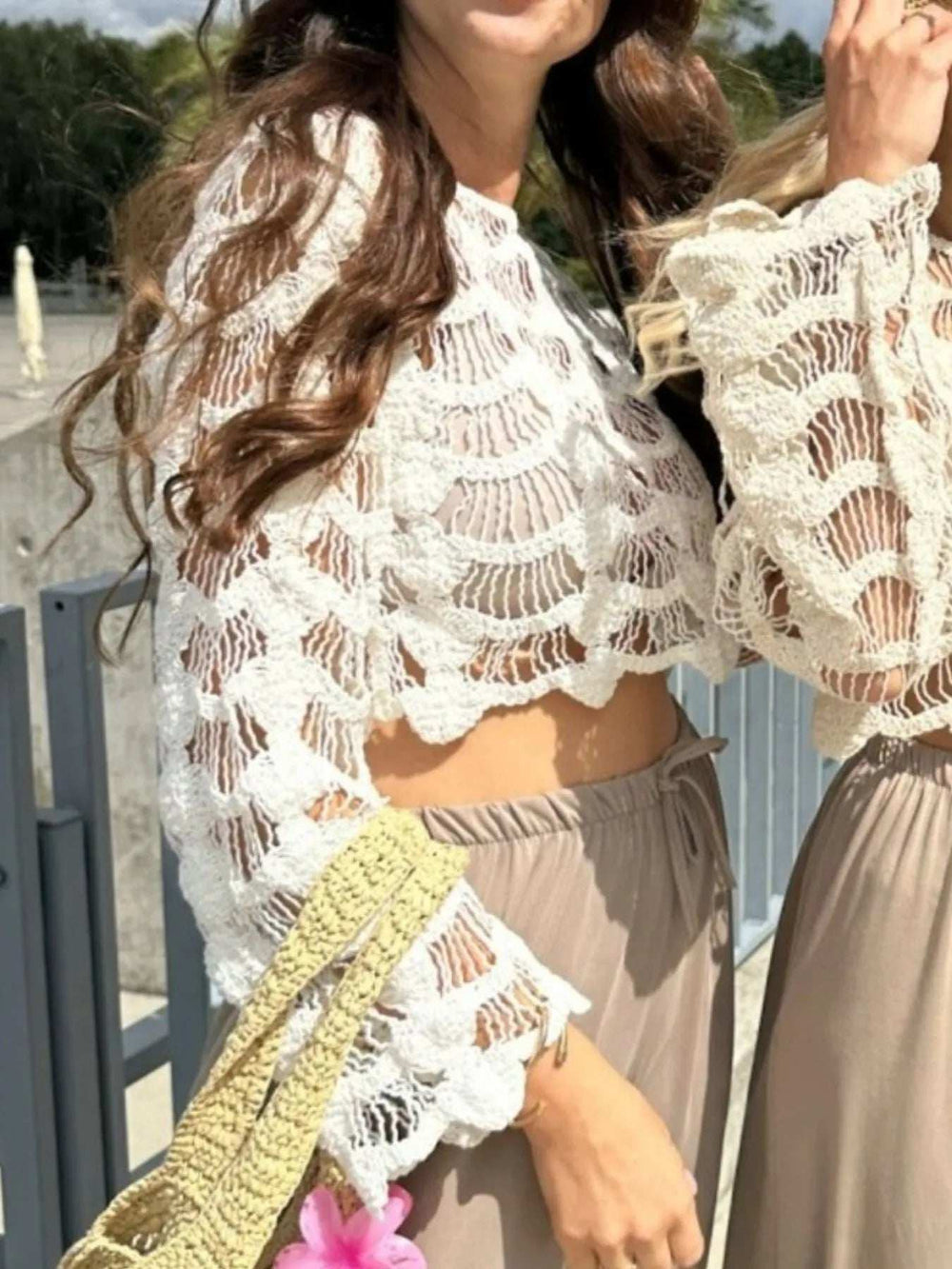 Crochet Long Sleeve Knit Cover Up - Trendsi - Flyclothing LLC