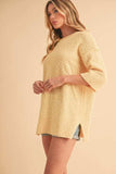 Aemi + Co Side Slit Ribbed Hem Round Neck Sweater - Trendsi - Flyclothing LLC
