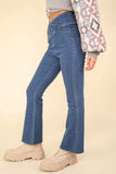 VERY J Washed Denim Stretchy Crossover Waist Leggings - Trendsi - Flyclothing LLC