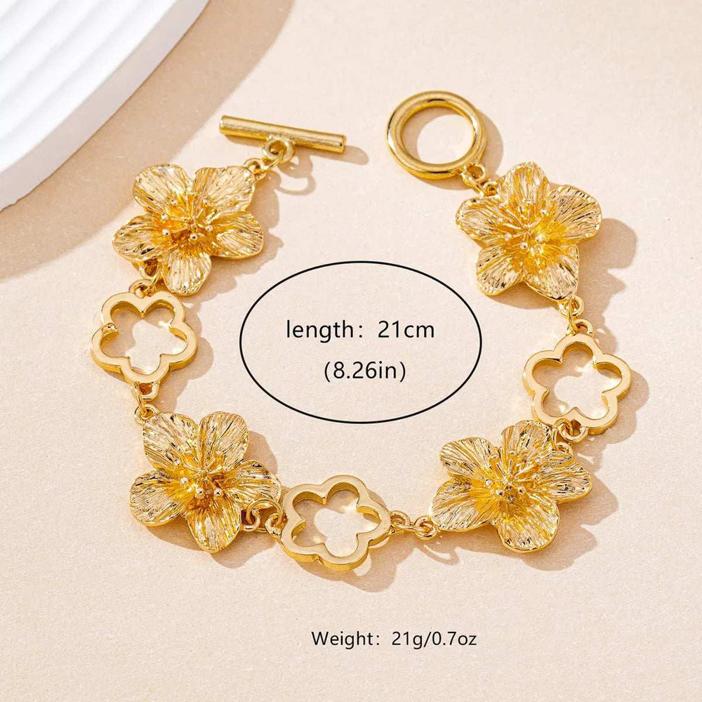 18K Gold-Plated Flower Bracelet - Trendsi - Flyclothing LLC