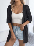 Openwork Open Front Half Sleeve Cardigan - Trendsi - Flyclothing LLC