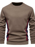 Men's Side Striped Contrast Round Neck Sweatshirt - Trendsi - Flyclothing LLC