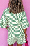 Striped Half Sleeve Tie Waist Romper - Trendsi - Flyclothing LLC