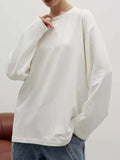 Round Neck Dropped Shoulder Long Sleeve T-Shirt - Trendsi - Flyclothing LLC