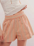 Striped Elastic Waist Shorts - Trendsi - Flyclothing LLC