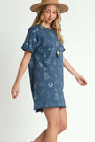 Umgee Full Size French Terry Short Sleeve Round Neck Dress Plus Size - Trendsi - Flyclothing LLC