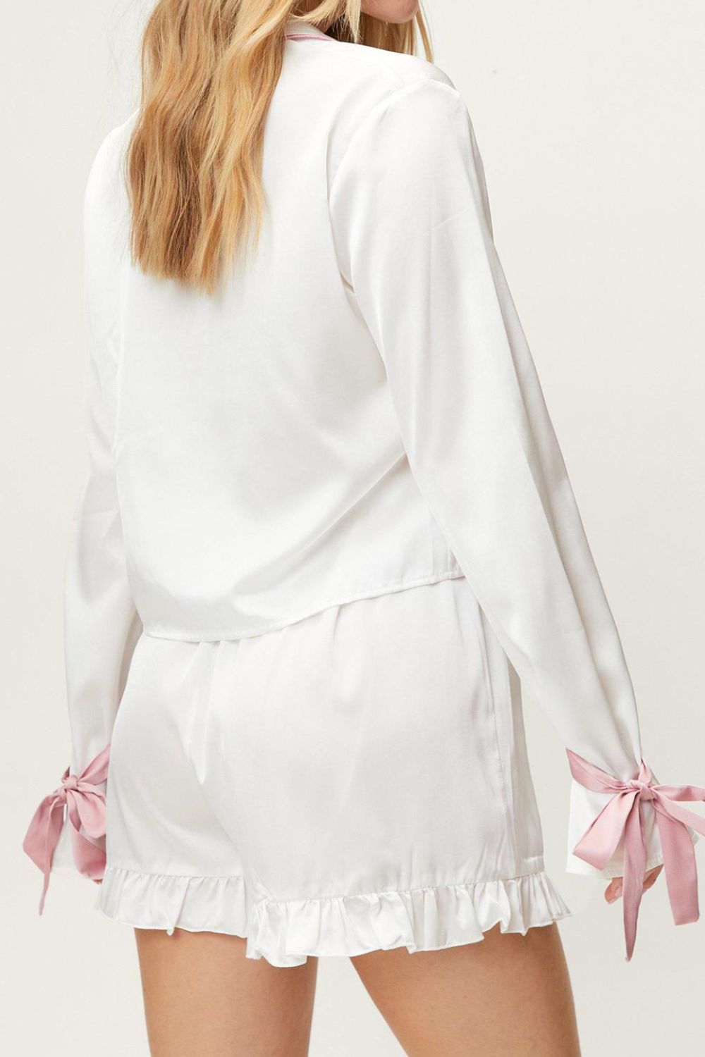 Basic Bae Tied Cuff Collared Neck Top and Frill Shorts Lounge Set - ShopBasicbae - Flyclothing LLC