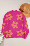 Flower Round Neck Long Sleeve Sweater - Trendsi - Flyclothing LLC