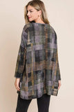 BOMBOM Plaid Round Neck Long Sleeve Top - Trendsi - Flyclothing LLC