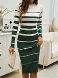 Color Block Round Neck Long Sleeve Midi Dress - Trendsi - Flyclothing LLC