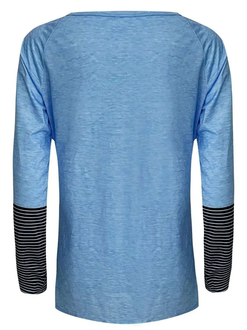 Full Size Striped Quarter Button Long Sleeve T-Shirt - Trendsi - Flyclothing LLC