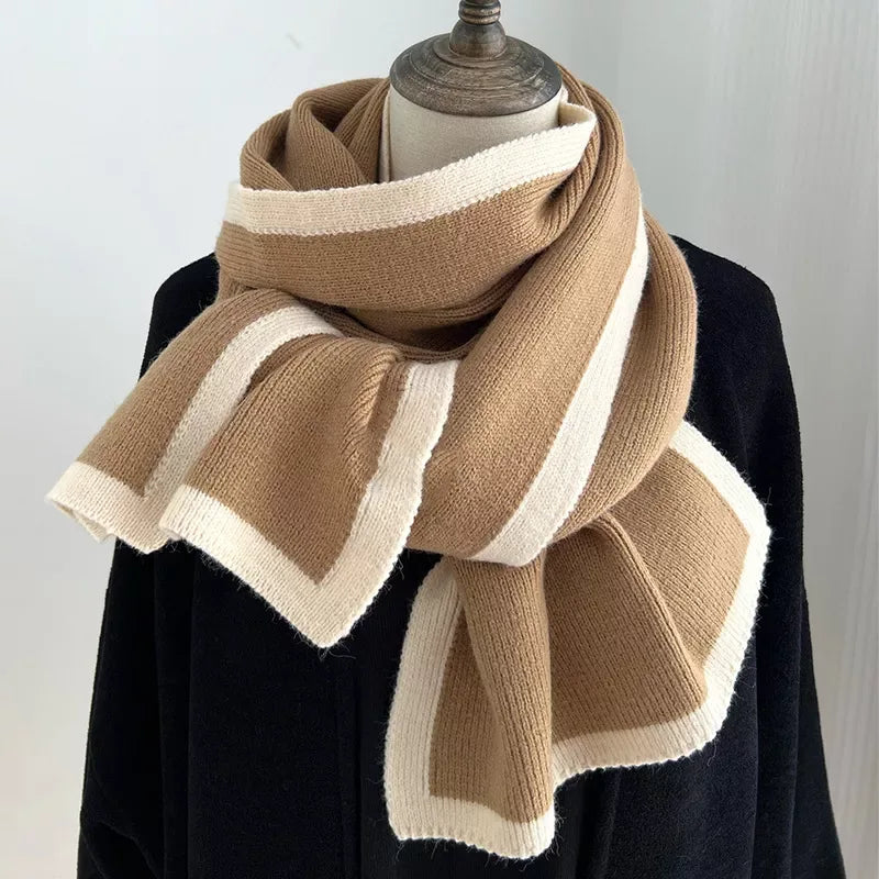 Contrast Trim Winter Scarf - Trendsi - Flyclothing LLC