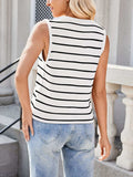 Tie Front Striped Knit Vest - Trendsi - Flyclothing LLC