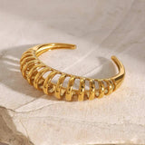 18K Gold-Plated Stainless Steel Cutout Bracelet - Trendsi - Flyclothing LLC