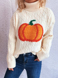 Pumpkin Turtleneck Long Sleeve Sweater - Trendsi - Flyclothing LLC