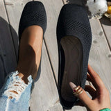 Square Toe Solid Color Mesh Slip-Ons - Trendsi - Flyclothing LLC