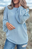 Frill Texture Round Neck Long Sleeve Sweatshirt - Trendsi - Flyclothing LLC