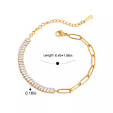 18K Gold-Plated Stainless Steel Rhinestone Chain Bracelet - Trendsi - Flyclothing LLC