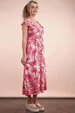VERY J Tropical Printed Midi Summer Boho Dress - Trendsi - Flyclothing LLC