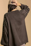 Umgee Full Size Open Front Cardigan with Long Sleeve Pearl Details Plus Size - Trendsi - Flyclothing LLC