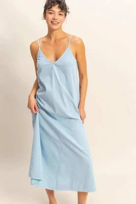HYFVE Dyed V-Neck Loose Dress - Trendsi - Flyclothing LLC