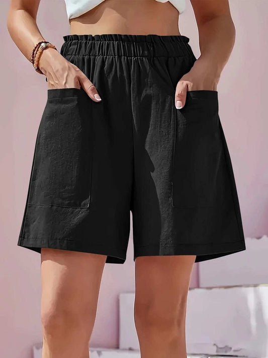 Full Size Pocketed Elastic Waist Shorts - Trendsi - Flyclothing LLC