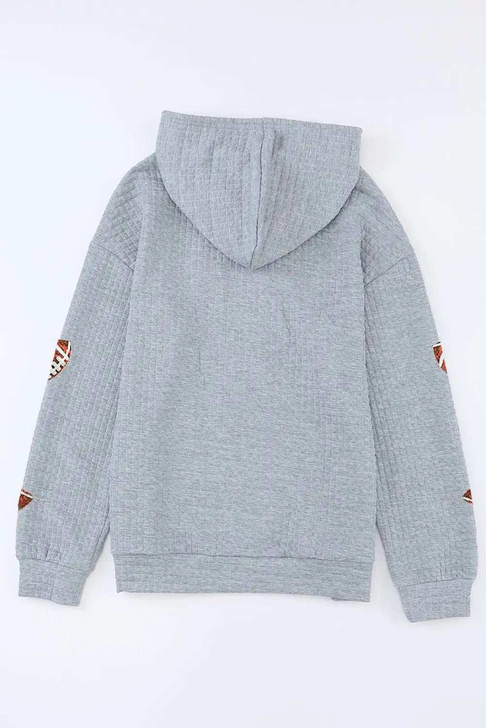 Drawstring Football Long Sleeve Hoodie - Trendsi - Flyclothing LLC